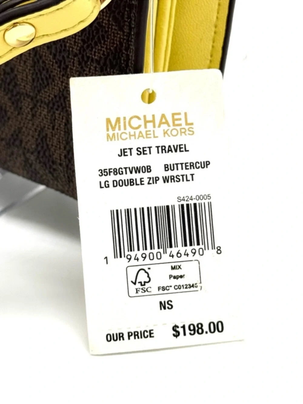 Michael Kors Large Jet Set Travel Logo Double Zip Wallet Buttercup